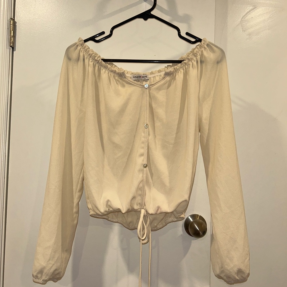 Elegant Cream Off-Shoulder Top